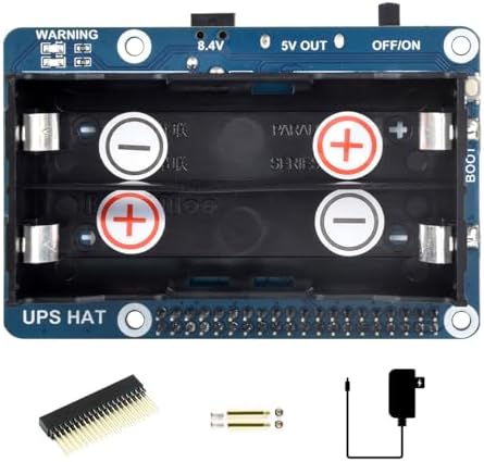 Waveshare UPS HAT Compatible with Raspberry Pi,5V Uninterruptible Power Supply Multi Battery Protection Circuits Charge and Power Output at The Same Time