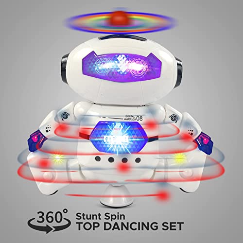 Image of LED Flashing Light and Music Toys for Kids 1+ to 5+ Year | Babies Real Actions Best Birthday Christmas Gift Indoor Fun Activities (Robot)