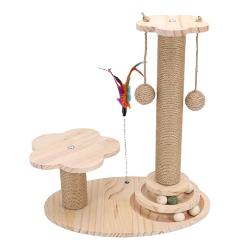Rascador para gatos torre con base de madera sólida 46 cm miniatura 4