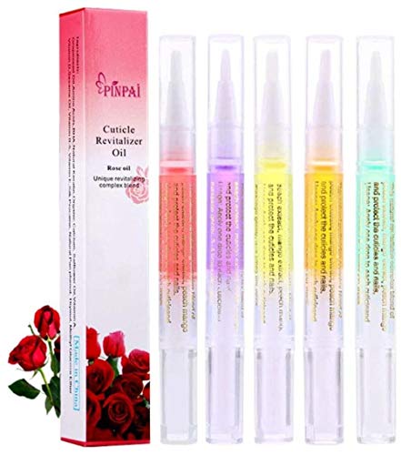 Pinpai 5Pcs Cuticle Oil Pens Mix Flavors Cuticle Revitalizer Oil Pen Set Kit Nail Art Gel Polish Nutrition Oil Pen Manicure Pedicure Tool Tips DIY (US)
