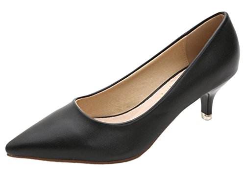 WUIWUIYU Femme Bout Pointu Escarpins Classique/Bureau/Soiree/Travail de Chaussures -Noir 42 Cover