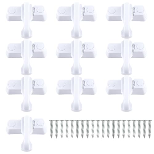 10 PCS Sash Jammer & Window Lock Set – Anti-Theft Security for UPVC/PVC Windows, Patio Doors & French Doors – Includes Door Jammer, Sash Window Locks & Patio Door Locks with Screws