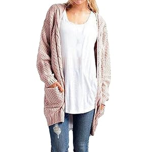 Womens Sweatshirt Cardigan Women’s Fall And Winter Solid Color Medium Long Loose Plus Size Double Pocket Kink Texture Suitable For Daily Travel Lohas Time Cardigan Short Cardigan Sweaters for Women