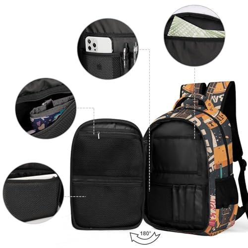 Heavy-Duty Backpack with Side Pockets, Bass Guitar Print Durable Backpack Ideal for Travel, And Outdoor Adventures3