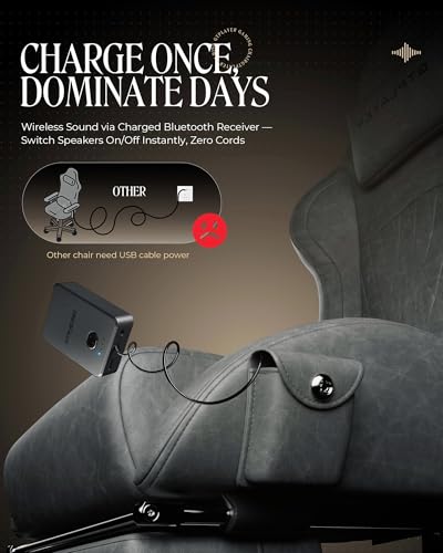 Image of GTPLAYER Gaming Chair with Speakers, Video Game Chairs with Footrest, PC Gamer Chairs for Adults - Padded High Back Ergonomic Reclining Silla Gamer, Linkage Armrest, Ace Pro, Grey