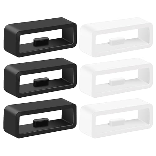 Band Keepers Compatible with Garmin Instinct/Instinct 2/Vivoactive 4/Venu 3 2/Foreruner 965 955 265 255/Fenix 7 6 5 Watch Bands, Silicone Fastener Rings Security Loop/Holder/Retainer (Black*3+White*3)
