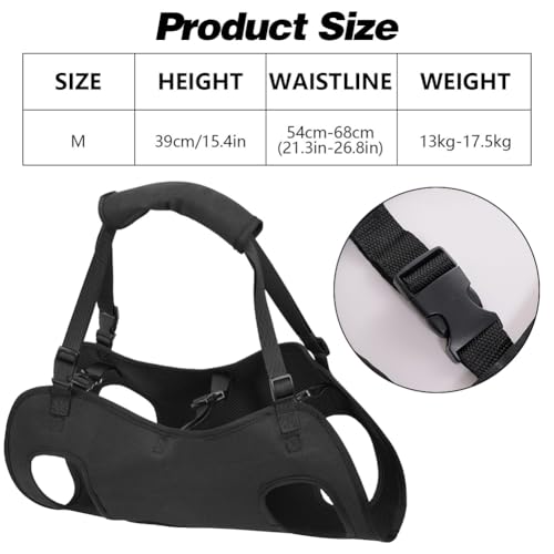 Yuragim Hunde Tragehilfe, Tragbares Hundegeschirr Treppe Verstellbare Tragehilfe Geschirr Hebegeschirr für Hinterbeine Hüftstütze mit Griffen Sicherheitsunterstützung für behinderte, verletzte Hunde