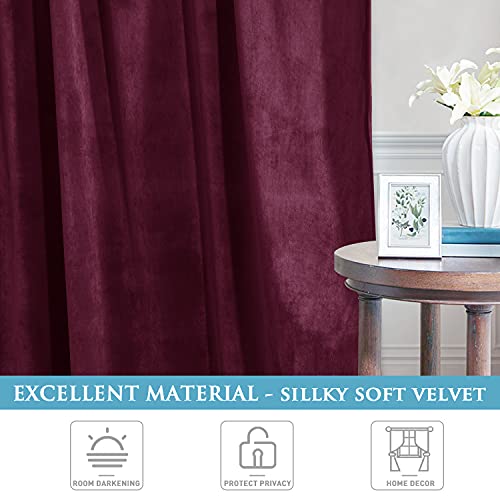 Stangh Velvet Curtains 96 Inches Long - Burgundy Luxury Theater Curtains With Super Soft Velvet Fabric, Privacy Thermal Insulted Window Curtain Panels For Living Room, Burgundy, W52 X L96, 2 Panels #TOP5