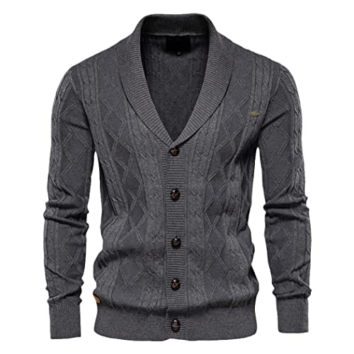 Cardigan d'hiver pour homme en coton gris foncé taille XXXL