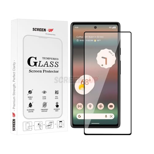 Image of ScreenUp Tempered Glass Compatible With Google Pixel 6a Pixel 7a - Ultra Clear, 9H Scratch Resistant, Full Coverage, Easy Install Screen Protector