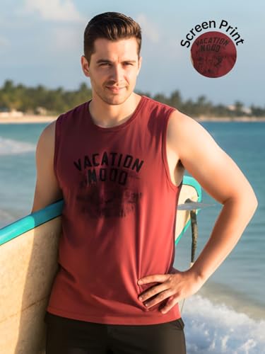 Image of Rigo Stylish Cotton Printed Vest for Men | Round Neck,Regular Fit, Sleeveless T-Shirt Vest for Men | Casual Innerwear Sando for Men & Boys - Perfect for Workouts Gym, Vacations, and Beaches