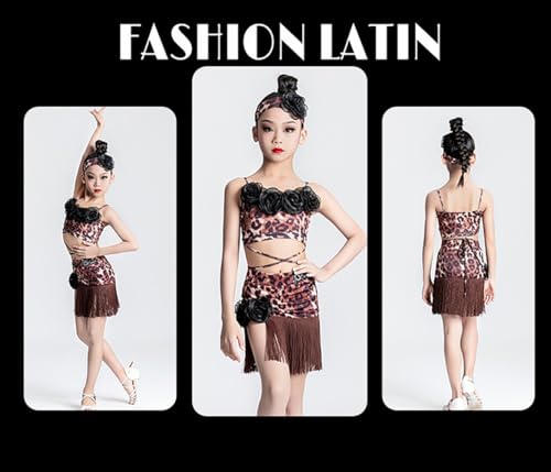 Robe de danse latine léopard à franges pour éliminer la gêne pendant le cha-cha - 7