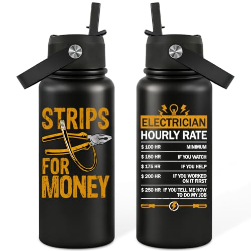 SpenMeta Electrician Gifts for Men - 32oz Strips for Money Water Bottle