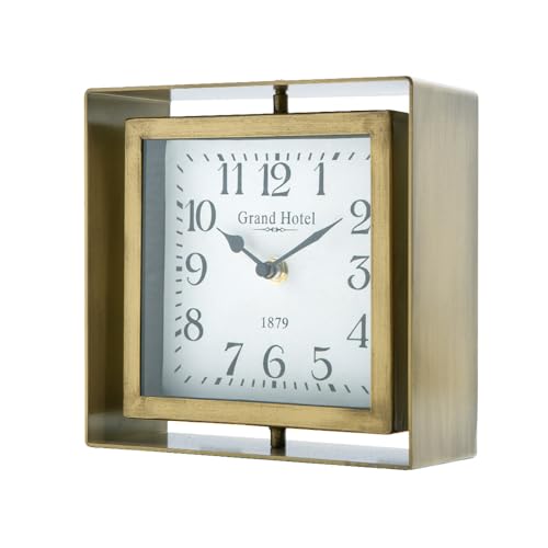 Nikky Home 3B8FM8J8JEG Rotating Table Clock, Non-Ticking Silent Battery Operated Decorative Mantel Desk Shelf Metal Clock thumb #5