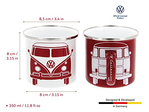 Set 2 tazas de esmalte VW Collection Volkswagen rojo y blanco miniatura 3
