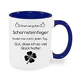 Einen so guten Schornsteinfeger findet man nicht... - Kaffeetasse mit Motiv, Tasse mit Druck, auch individuell mit Spruch, Foto, Wunschtext, Wunschname (Blau)