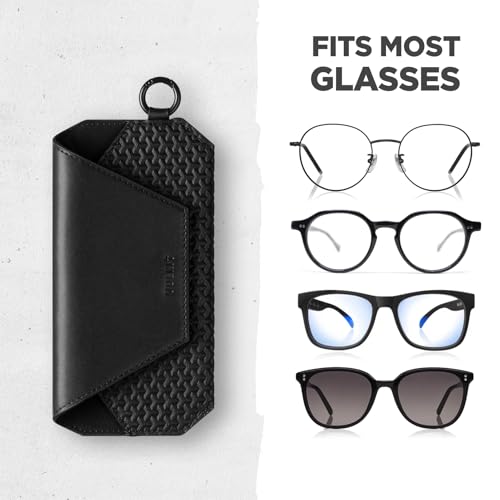 Image of VULKIT Portable Leather Eye Glasses Case for Women & Men, Slim Sunglass Case, Unisex Eyeglass Case