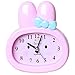 Produktbild SWHONG Cartoon Kaninchen Wecker Mädchen mit Lautem Alarm Kinder Geschenk, Batteriebetrieben (Rosa)