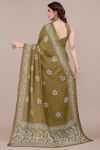 Image of MIRCHI FASHION Saree for Woman Chiffon Batik Printed | Lightweight Daily Wear Women's Office Sari with Blouse Piece (Available in 40 Colours)