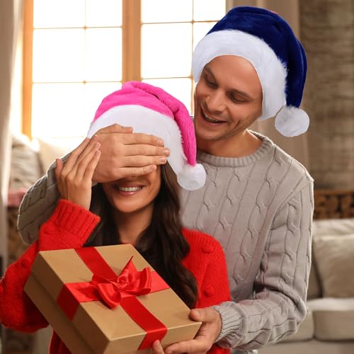 Eoocan Christmas Hat for Adult, Unisex Thicken Comfortable Plush Santa Hat for Christmas New Year Fe
