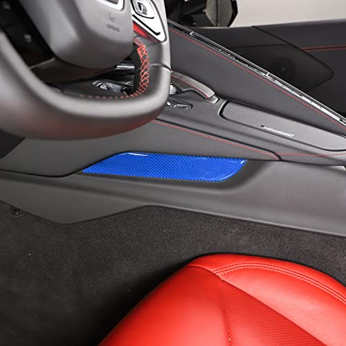 Fgtagtal Real Carbon Fiber Center Console Left Trim Sticker Compatible With Chevrolet Corvette C8 2020-2023, Center Console Driver Side Decorative Cover Sticker (Center Console Left Side, Blue) #TOP1