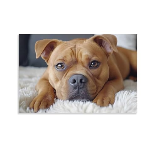 Tableau sur toile portrait de chien brun pour habiller un mur vide de bureau