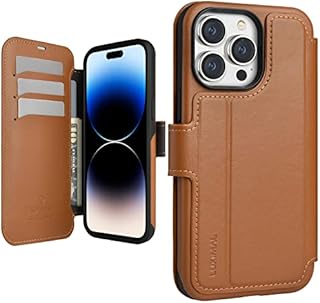 LUXIMAL Compatible with iPhone 14 Pro Case, PU Leather Folio Flip Wallet Case with Magnetic,Shockproof TPU Protective Phone Cover for Apple iPhone 14 Pro (6.1") 2022 Brown