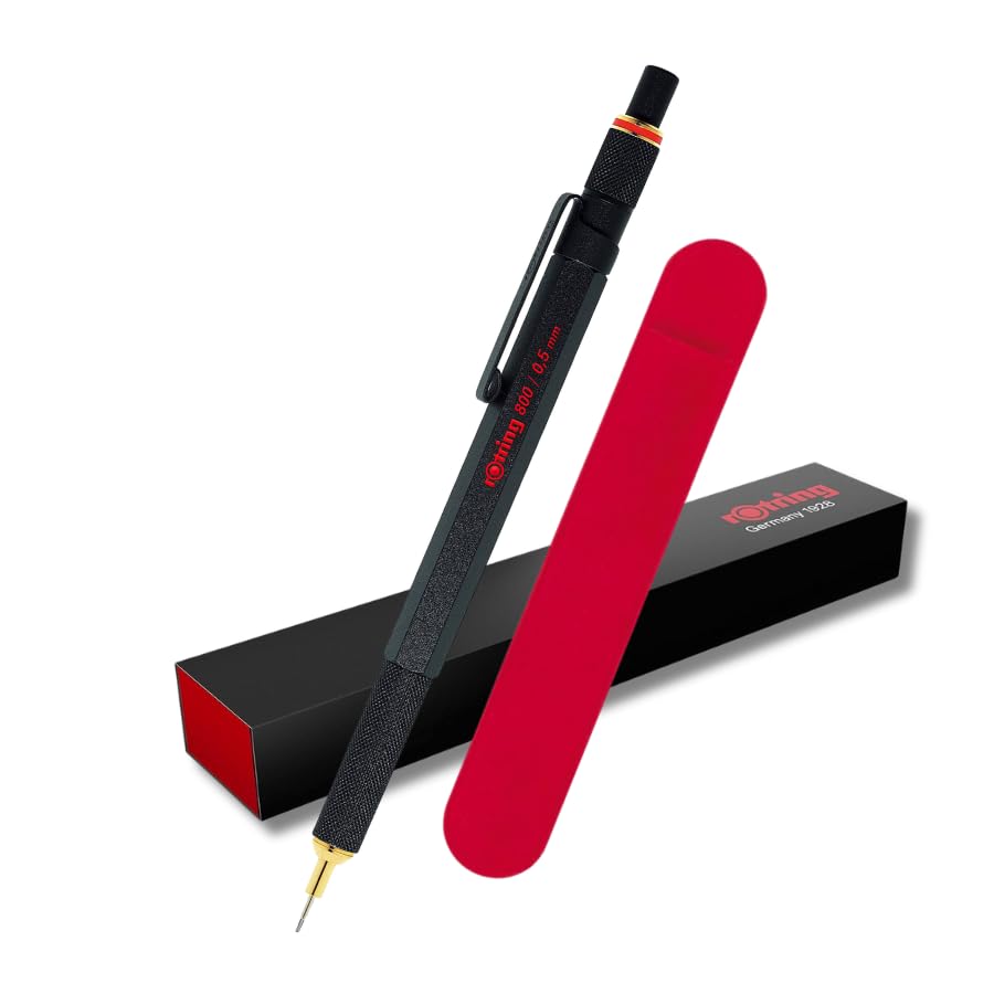 rOtring 800 Mechanical Pencil | 0.5 mm | 1904447 Black Metal Barrel & Velvet Case
