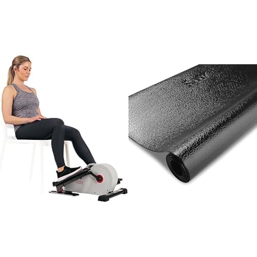 Sunny Health & FitnessMagnetic Portable Under Desk Elliptical Machine SF-E3872 + Home Gym Foam Floor Protector Mat for Exercise Equipment NO. 074-XS