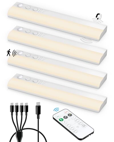 Luz Armario Sensor Movimiento Recargable Usb, Regleta Led Cocina Bajo Mueble Con Mando, Barra De Luz Led Magnética Lampara Escalera Sin Cable Homelife Luces Nocturna Interior Para Estanteria 1400mah