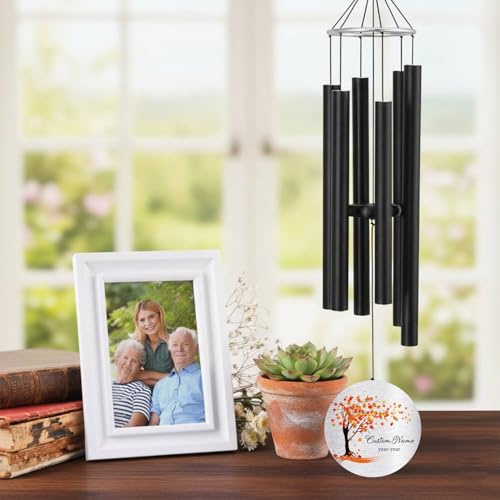 Image of Personalized 30 inch Memorial Wind Chimes for Outside, Bereavement Gift in Remembrance of a Loved One, Sympathy Gift for Loss of Mother Father Husband, Garden Patio Decor
