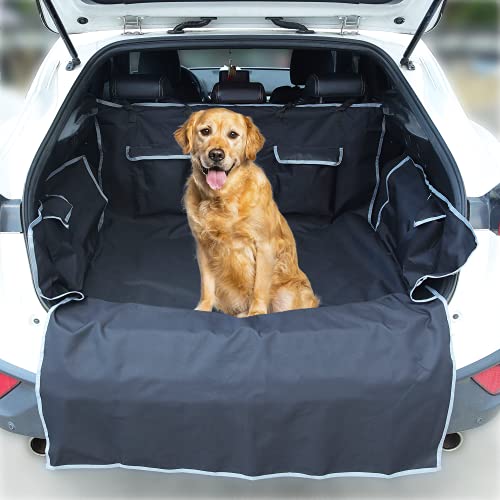 4 Paw Lovers Hundedecke Auto Kofferraum mit Stoßstangenschutz & 4 Taschen – Wasserdicht & Kratzfest, Universal 182 x 170 cm, Kofferraumschutz Matte