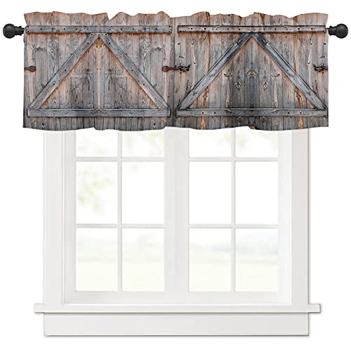 Meet 1998 Valance Curtains For Kitchen Windows Rustic Country Barn Window Valances Wood Door Window Treatment Rod Pocket Valance For Bedroom Bathroom Laundry Room 54X18 Inch, 1 Panel #TOP12
