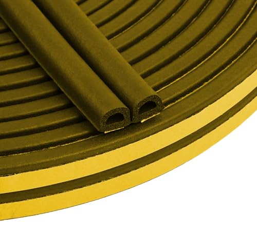 Guarnizione per Porte e Finestre Isolamento Striscia di Schiuma Nastro Paraspifferi Guarnizione Porta Finestra Isolante Anticollisione Gomma Striscia Sigillante Autoadesiva Profilo d (6M, Marrone)