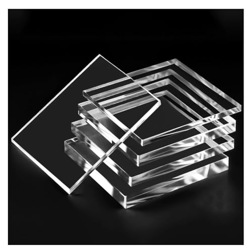 YJEUZCD Personnalisable Clair Casting Acrylique Feuille, Carré 1 À 10 Mm Transparent Casting Conseil, Plastique Panneau Artisanat Signes Présentoir À Faire Soi-même Laser Coupe Projets
