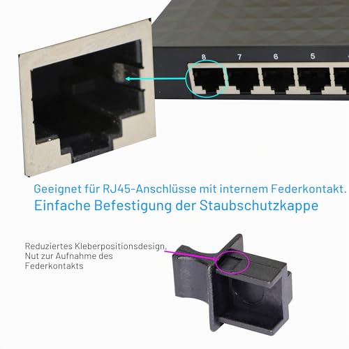 Netzwerkdose Lan Port Staubschutz,Scnhwarz Ethernet Port RJ45 RJ-45 Anti Staub Schutz Stecker Kappe 50P Stücke