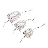 MUELODSIC 6stücke Teiliges Mittelgroßes Köderkäfig Edelstahl Robuste Angelreuse Mit Federverschluss Für Kleine Fische Krabben Und Garnelen Langlebiger Fischfangkorb in Rot Tragbar Und Prakti