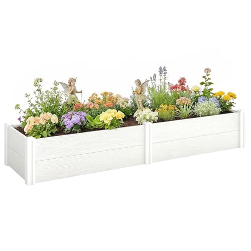 Outsunny Hochbeet Kunststoff, Steckbar Pflanzbeet mit DIY-Montage Frühbeet Gartenbeet Blumenkasten...