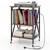 Robuste et design : fabriqué à partir de bois d'ingénierie de haute qualité, ce support de plateau tournant garantit une excellente durabilité et une capacité de charge. La surface supérieure supporte jusqu'à 50 kg, tandis que chaque étagère peut supporter 20 kg, ce qui la rend idéale pour votre collection de vinyle. Amélioré par un cadre en acier robuste, ce support de tourne-disque offre un support fiable pour toute configuration audio.