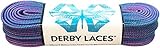 Derby Laces Striped - Flat, 10mm Wide, for Boots, Skates, Roller Derby, and Hockey Skates (Purple and Teal, 72 Inch / 183 cm)
