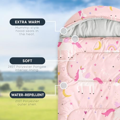 Wake In Cloud - Bolsa de Dormir para Niñas, Toddler, Ligera y Compacta para Camping en 3 Temporadas, Diseño de Unicornio Celestial miniatura 3