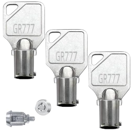 GR777 Commercial Washer & Dryer Key, Compatible with Speed Queen Greenwald Coin Laundry Machines - Service Panel Lock Tubular Keys (3 Pcs)