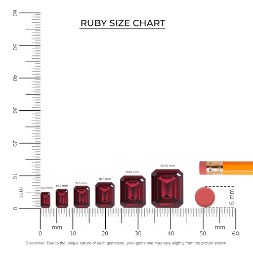 Lab Grown Ruby Emerald-Cut Engagement Solitaire Ring with Diamond Halo for Women in Silver/Gold, July Birthstone Jewelry Gifts for Her Birthday, Anniversary, Wedding, Christmas, Mothers Day3