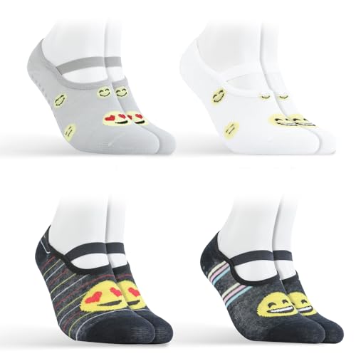 Kit 4 Pares Meias Antiderrapante Pilates Sapatilha Estampas