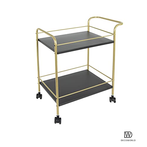 Image of DECOWORLD|| Premium Metal Kitchen Serving Trolley with Wheels|| Barcart Trolley, Serving Trolley, Utility Cart with Wheels for Kitchen, Dining Room, bar or Living Room