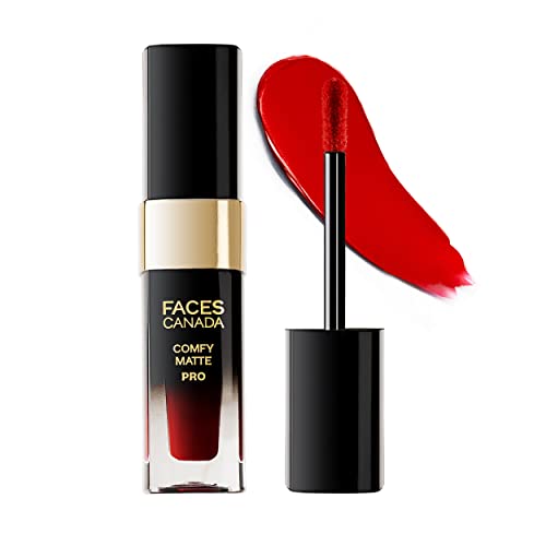 Image of FACESCANADA Comfy Matte Pro Liquid Lipstick - Rubescent Red 04, 5.5 ml | 10HR Longstay | Intense Color | Macadamia Oil & Olive Butter Infused | Lightweight Super Smooth | No Dryness | No Alcohol