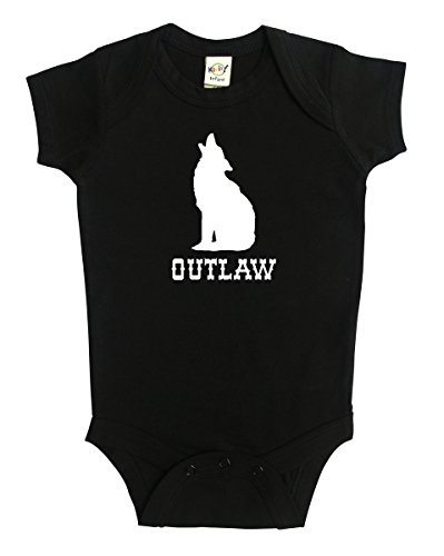 Rocket Bug Outlaw Howling Coyote Baby Bodysuit (0-3 Months/Newborn, Black)