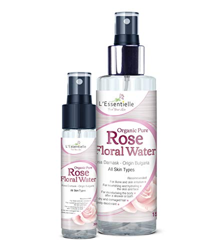 Pure Rose Water Facial Toner Hydrosol by L'Essentielle Organic 30ml & 150ml Duo Pocket Size Included