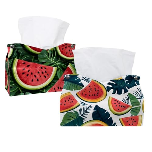 Boîte à mouchoirs pastèque en cuir (lot de 2) pour table et bureau - 2