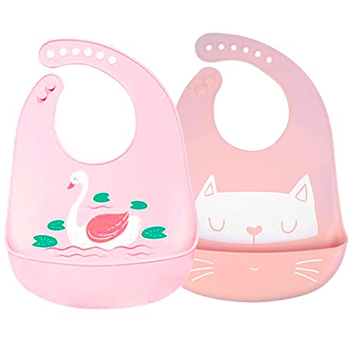 Bavoirs Bébé Bavoir Silicone Souple Bavette Vert Recuperateur Imperméable Ajustable Enfant Waterproof Bavoir Repas Cover